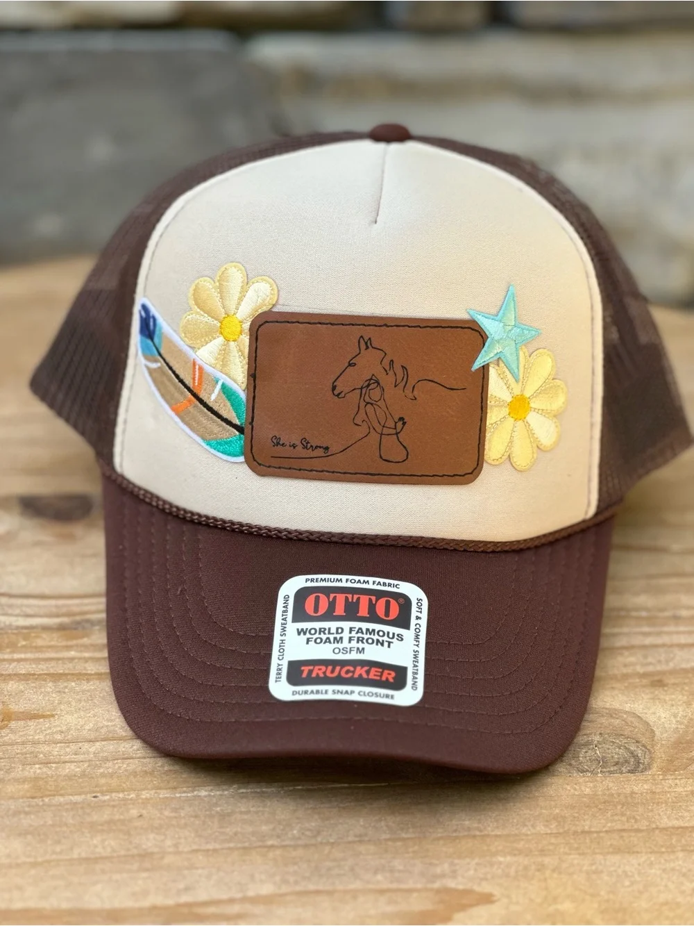 NEW Custom Trucker Hat Brown & Cream - Picture 1 of 1
